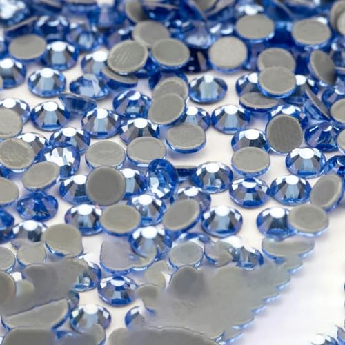 14400 Stück Großhandel Glas-Strasssteine Kristall Hot Fix Flatback Glitzer-Strasssteine für DIY-Stoffkleidung-Lt.Sapphire-SS10-14400 (Stk.) von YOLNEY