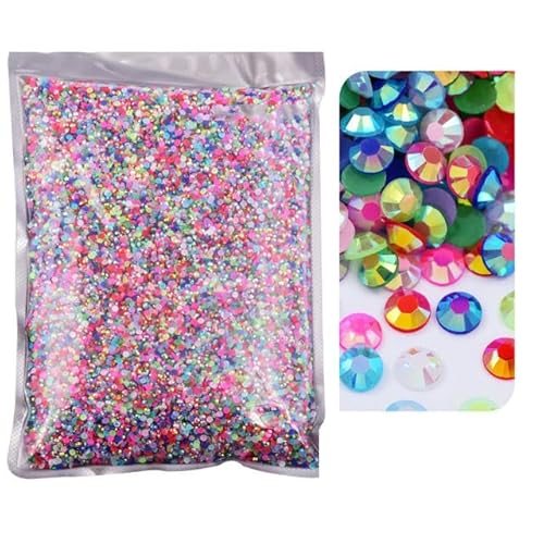 2mm-6mm Crystal AB Jelly Resin Nicht Hotfix Strasssteine Flatback Nail Art Strass für Nagelzubehör-Gemischte Farben, 4mm SS16-10000 Stück 2mm-6mm Crystal AB Jelly Resin Nicht Hotfix Strasssteine Flatback Nail Art Strass für Nagelzubehör-Gemischte Farben, 4mm SS16-10000 Stück von YOLNEY