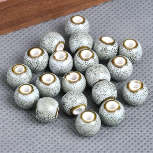 30 Stück runde, 8 mm lange, ausgefallene Glasurperlen aus Keramik und Porzellan, lose Abstandsperlen, Lot zur Schmuckherstellung, DIY-Hellcyan, 8 mm von YOLNEY