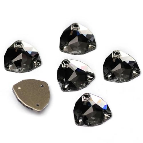 3272 Trilliant genähte Steine, Glitzer-Strassstein, DIY-Nähkristalle, flache Rückseite, Glas-Strasssteine für die Herstellung von Kleidung, Kleidern, schwarzer Diamant, 22 mm, 8 Stück von YOLNEY