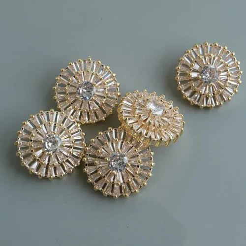5 Stück/Lot Luxus-Kristallknöpfe für Kleidung, Zirkonia-Knopf für Mantel, dekorative CZ-Nähknöpfe für Kaschmir-Strickjacke-NK-112-5pcR20 von YOLNEY