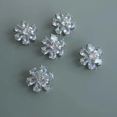 5 Stück/Lot Luxus-Kristallknöpfe für Kleidung, Zirkonia-Knopf für Mantel, dekorative CZ-Nähknöpfe für Kaschmir-Strickjacke-NK-150-5pcR13 von YOLNEY
