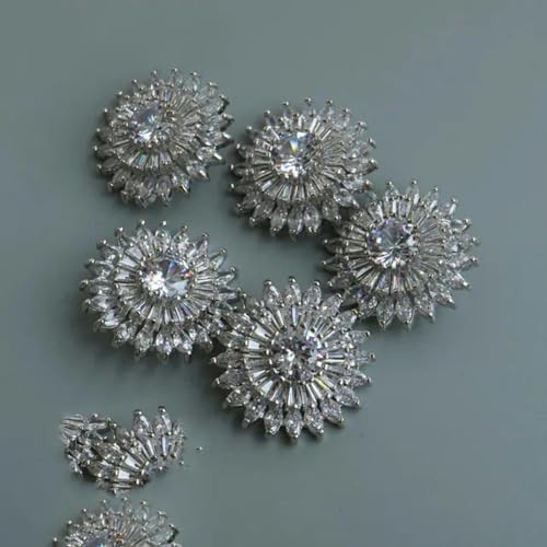 5 Stück/Lot Luxus-Kristallknöpfe für Kleidung, Zirkonia-Knopf für Mantel, dekorative CZ-Nähknöpfe für Kaschmir-Strickjacke-NK-179-5pcR25 von YOLNEY