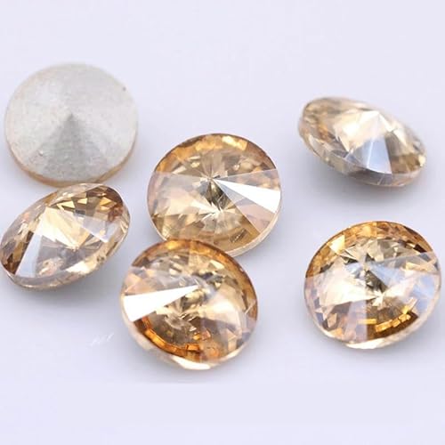 6/8/10/12/14/16/18/25 MM Cabochons, rund, ausgefallener Strass-Kristall für Applikationen, Kleidung, Dekorationsperle, Gold-Champagner, 10 mm, 20 Stück 6/8/10/12/14/16/18/25 MM Cabochons, rund, ausgefallener Strass-Kristall für Applikationen, Kleidung, Dekorationsperle, Gold-Champagner, 10 mm, 20 Stück von YOLNEY