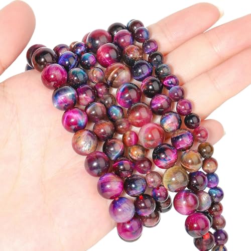 6/8/10 mm AAA Galaxy Fuchsia Blaue Tigerauge-Perlen, Naturstein, runde Abstandsperlen zur Schmuckherstellung, DIY-Armbänder, Zubehör – Fuchsia Blau – 8 mm, ca. 46 Stück 6/8/10 mm AAA Galaxy Fuchsia Blaue Tigerauge-Perlen, Naturstein, runde Abstandsperlen zur Schmuckherstellung, DIY-Armbänder, Zubehör – Fuchsia Blau – 8 mm, ca. 46 Stück von YOLNEY
