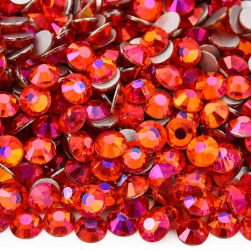 Glitzerkristalle, nicht Hotfix-Strasssteine, spezielle rote Strass-Nägel, Diamantkristalle für Nagel-Charms, Nagelkunst, Orange-Licht, SS30, 288 Stück von YOLNEY
