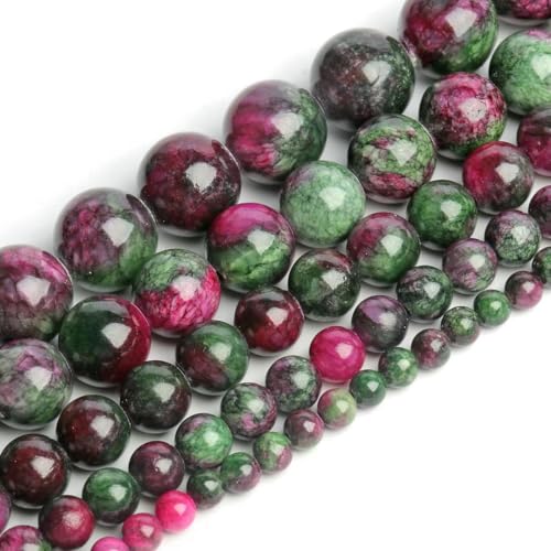 Jade-Perlen in 27 Farben, Naturstein, grüner Chalcedon, Jade, rund, lose Abstandsperlen für DIY-Armbänder, Sommerschmuckherstellung – Turmalin-Jade – 8 mm, 46 Stück Perlen von YOLNEY