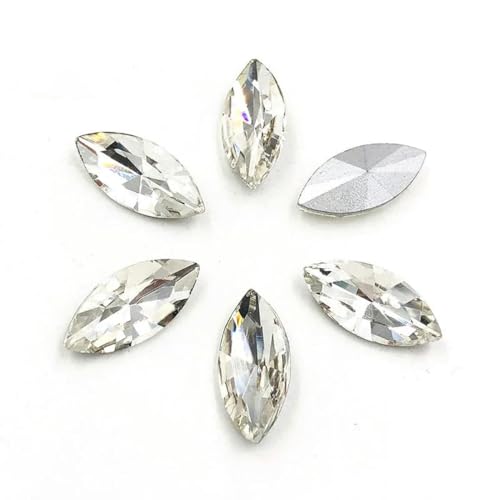 Klares Weiß, Blattform, Pointback-Kleber auf Strasssteinen, Pferdeauge, Glas, Kristall, Strasssteine, DIY, Uhr/Nagelkunst/Kleidungszubehör, Klarweiß, 7 x 15 mm, 30 Stück Klares Weiß, Blattform, Pointback-Kleber auf Strasssteinen, Pferdeauge, Glas, Kristall, Strasssteine, DIY, Uhr/Nagelkunst/Kleidungszubehör, Klarweiß, 7 x 15 mm, 30 Stück von YOLNEY