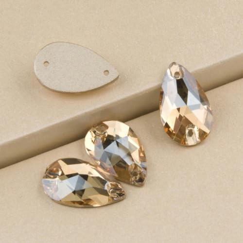 Kristall-Strasssteine mit flacher Rückseite zum Aufnähen, Glassteine für Kleider, Kleidung, Schmuck, goldener Schatten, 11 x 18 mm, 72 Stück Kristall-Strasssteine mit flacher Rückseite zum Aufnähen, Glassteine für Kleider, Kleidung, Schmuck, goldener Schatten, 11 x 18 mm, 72 Stück von YOLNEY