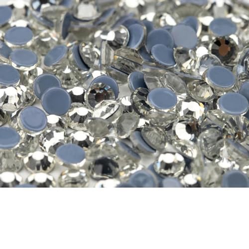 Mehrfarbige SS6-SS30 Glaskristall-Hotfix-Strasssteine mit flacher Rückseite zum Aufbügeln für DIY-Nagelkunst, Stoff, Kleidung, Dekoration, Kristall, SS6 – 1440 Stück von YOLNEY