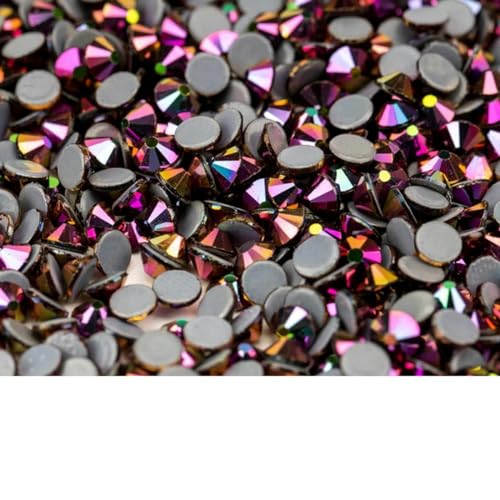 Mehrfarbige SS6-SS30 Glaskristall-Hotfix-Strasssteine mit flacher Rückseite zum Aufbügeln für DIY-Nagelkunst, Stoff, Kleidung, Dekoration, Rose, SS6 – 1440 Stück von YOLNEY