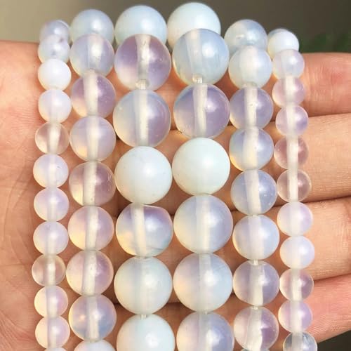 Natürliche Tigerauge-Lava-Türkis-Katzenaugen-Stein-runde Opalperlen 4 6 8 10 mm für die Schmuckherstellung DIY-Armbänder 15''-Opal-8 mm (ca. 46 Stück) von YOLNEY