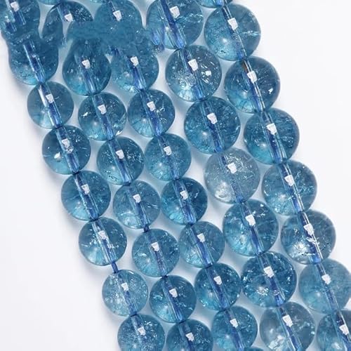 Natürliche hellblaue Topas-Perlen, blaue Crackle-Kristalle, lose Perlen für Schmuckherstellung, Armbänder, Damen-Halsketten, 4–12 mm, blaue Topas, 4 mm, 88 bis 93 Stück von YOLNEY