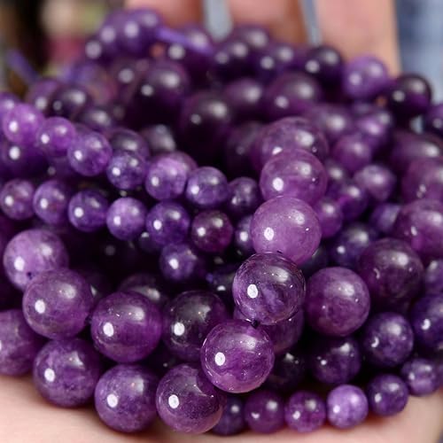 Natursteinperlen, Lava-Jaspis, Tigerauge, Quarz-Achat, runde lose Perlen zur Schmuckherstellung, DIY-Armbandzubehör, 4–12 mm, Amethyst, 12 mm, ca. 30 Perlen von YOLNEY