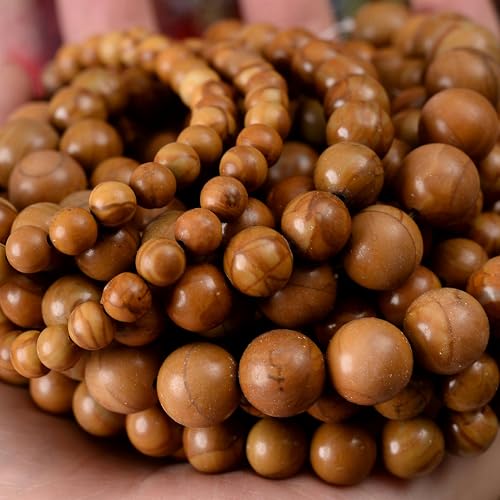 Natursteinperlen, Lava-Jaspis, Tigerauge, Quarz-Achat, runde lose Perlen zur Schmuckherstellung, DIY-Armbandzubehör, 4–12 mm, Holzjaspis, 12 mm, ca. 30 Perlen von YOLNEY