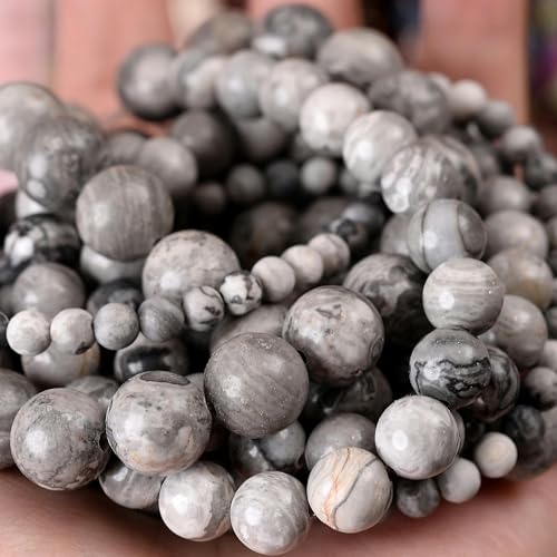 Natursteinperlen, Lava-Jaspis, Tigerauge, Quarz-Achat, runde lose Perlen zur Schmuckherstellung, DIY-Armbandzubehör, 4–12 mm, Kartenjaspis, 12 mm, ca. 30 Perlen von YOLNEY