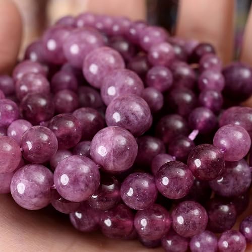 Natursteinperlen, Lava-Jaspis, Tigerauge, Quarz-Achat, runde lose Perlen zur Schmuckherstellung, DIY-Armbandzubehör, 4–12 mm, Lepidolith, 12 mm, ca. 30 Perlen von YOLNEY