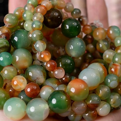 Natursteinperlen, Lava-Jaspis, Tigerauge, Quarz-Achat, runde lose Perlen zur Schmuckherstellung, DIY-Armbandzubehör, 4–12 mm, Pfauenachat, 12 mm, ca. 30 Perlen von YOLNEY