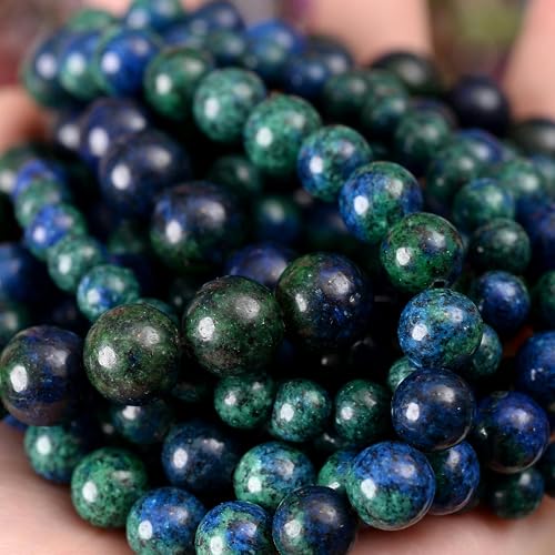 Natursteinperlen, Lava-Jaspis, Tigerauge, Quarz-Achat, runde lose Perlen zur Schmuckherstellung, DIY-Armbandzubehör, 4–12 mm, Phoenix Lapislazuli, ca. 10 mm, 35 Perlen von YOLNEY