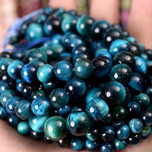 Natursteinperlen, Lava-Jaspis, Tigerauge, Quarz-Achat, runde lose Perlen zur Schmuckherstellung, DIY-Armbandzubehör, 4–12 mm, Tigerauge, 12 mm, ca. 30 Perlen von YOLNEY