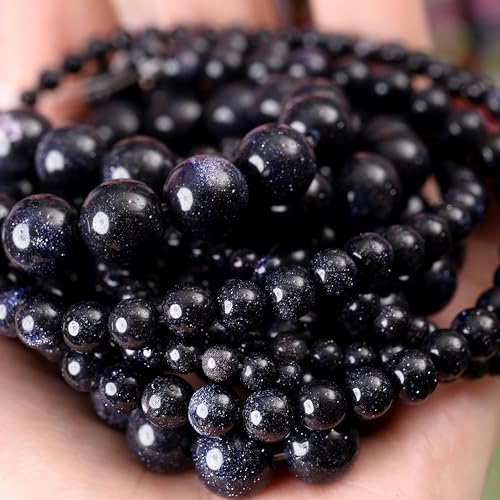 Natursteinperlen, Lava-Jaspis, Tigerauge, Quarz-Achat, runde lose Perlen zur Schmuckherstellung, DIY-Armbandzubehör, 4–12 mm, blauer Sand, 12 mm, ca. 30 Perlen von YOLNEY