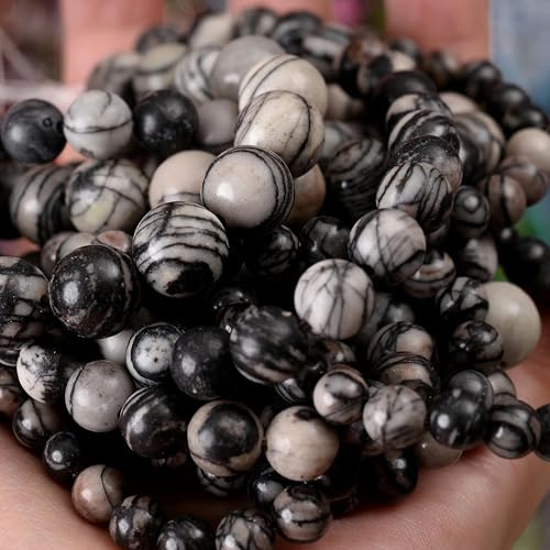 Natursteinperlen, Lava-Jaspis, Tigerauge, Quarz-Achat, runde lose Perlen zur Schmuckherstellung, DIY-Armbandzubehör, 4–12 mm, schwarzes Netz, 12 mm, ca. 30 Perlen von YOLNEY