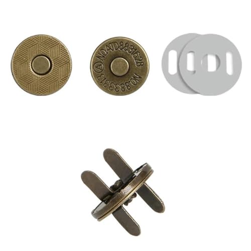 Neu 5 Paar 3 Stil Unsichtbare, versteckte Metallknöpfe mit starkem Magnetverschluss für Mantel, Handtasche, Bekleidungszubehör DIY-079 Bronze703-18 mm (5 Paar) von YOLNEY