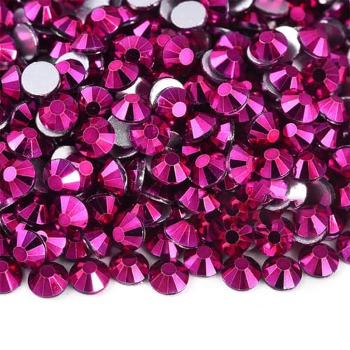 Neue Minenfarben, Glaskristall-Strasssteine, Glitzer-Strass mit flacher Rückseite, für Nagelkunst, DIY-Basteldekoration, P137 Mine Fuchsia, SS30 – 288 Stück von YOLNEY