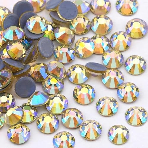 SS6-SS30 Mehrfarbiger Kristall-AB-Hotfix-Strassstein, Kristall-Super-Glitzer-Strassstein zum Aufbügeln für Nagelkunst, Stoff, Kleidungsstücke, Jonquil AB, SS16 – 1440 Stück SS6-SS30 Mehrfarbiger Kristall-AB-Hotfix-Strassstein, Kristall-Super-Glitzer-Strassstein zum Aufbügeln für Nagelkunst, Stoff, Kleidungsstücke, Jonquil AB, SS16 – 1440 Stück von YOLNEY