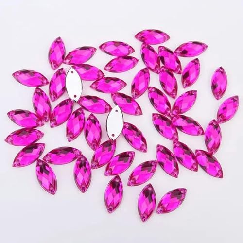 Strasssteine zum Aufnähen in Pferdeaugen-Optik, Acryl, flache Rückseite, bunte Strasssteine zum Aufnähen, lose Steine für Damenkleider, Magenta, 9 x 20 mm, 5 Strasssteine zum Aufnähen in Pferdeaugen-Optik, Acryl, flache Rückseite, bunte Strasssteine zum Aufnähen, lose Steine für Damenkleider, Magenta, 9 x 20 mm, 5 von YOLNEY