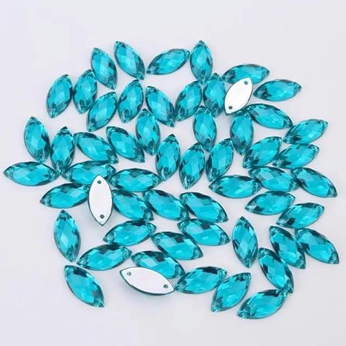 Strasssteine zum Aufnähen in Pferdeaugen-Optik, Acryl, flache Rückseite, bunte Strasssteine zum Aufnähen, lose Steine für Damenkleider, Türkis, 5 x 10 mm, 20 Strasssteine zum Aufnähen in Pferdeaugen-Optik, Acryl, flache Rückseite, bunte Strasssteine zum Aufnähen, lose Steine für Damenkleider, Türkis, 5 x 10 mm, 20 von YOLNEY