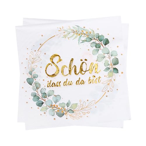 YOLOUP 40 Stück Servietten Schön Dass Du Da Bist Servietten Eukalyptus 3-lagig Grünes Blatt Papierservietten Grün Tischserviette Tischdeko für Weihnachten Geburtstag Hochzeit Taufe Kommunion YOLOUP 40 Stück Servietten Schön Dass Du Da Bist Servietten Eukalyptus 3-lagig Grünes Blatt Papierservietten Grün Tischserviette Tischdeko für Weihnachten Geburtstag Hochzeit Taufe Kommunion von YOLOUP
