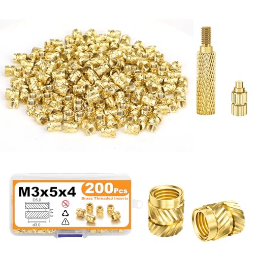 YOMKILU 202 Stück Gewindeeinsatz Set, M3 Messing Einschmelzgewinde mit Lötkolben Einschmelzhilfe, Gerändelt Einpressmuttern Gewindebuchse Threaded Inserts für 3D-Drucker Kunststoffteile YOMKILU 202 Stück Gewindeeinsatz Set, M3 Messing Einschmelzgewinde mit Lötkolben Einschmelzhilfe, Gerändelt Einpressmuttern Gewindebuchse Threaded Inserts für 3D-Drucker Kunststoffteile von YOMKILU