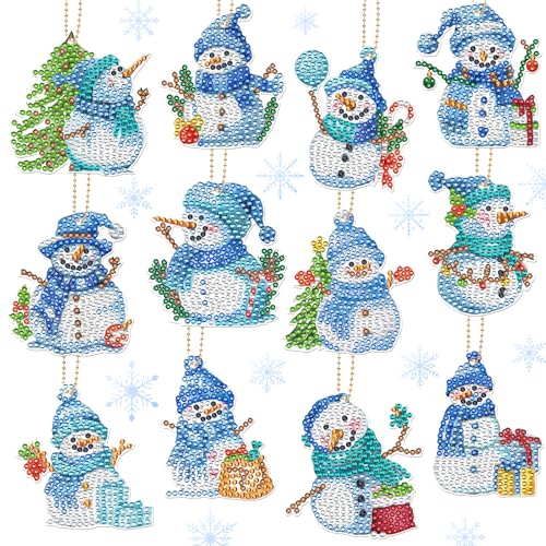 YOMOVER Schneemann Diamond Painting Anhänger - 12 Stück Weihnachten Schlüsselanhänger Geschenk DIY 5D Getränke Anhänger für Kinder YOMOVER Schneemann Diamond Painting Anhänger - 12 Stück Weihnachten Schlüsselanhänger Geschenk DIY 5D Getränke Anhänger für Kinder von YOMOVER