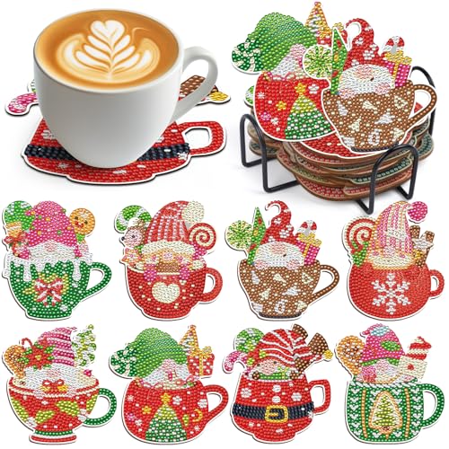 YOMOVER Weihnachtstag Diamant Painting Untersetzer - 8 Stück DIY 5D Gnoems Diamant Kunst Weihnachten Diamond Painting Geschenk Kinder Getränke YOMOVER Weihnachtstag Diamant Painting Untersetzer - 8 Stück DIY 5D Gnoems Diamant Kunst Weihnachten Diamond Painting Geschenk Kinder Getränke von YOMOVER
