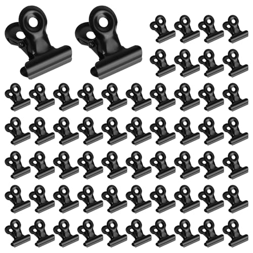 60 Stück Kleine Bulldogge Büroklammern, 22 mm Klammern Metall, Mini Multi-Function Clips for Klammern, Briefklemmer für Fotos, Office and Kitchen (Schwarz) von YONGQING