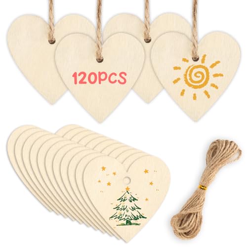 Holzherzen mit Loch, 120 Stück Holzherzen zum Beschriften, 40 mm Holzherzen Hochzeit mit 10m Jute Schnur, Holzherzen Deko für DIY Handwerk, Hochzeit, Gästebuch Beschriften Holzherzen mit Loch, 120 Stück Holzherzen zum Beschriften, 40 mm Holzherzen Hochzeit mit 10m Jute Schnur, Holzherzen Deko für DIY Handwerk, Hochzeit, Gästebuch Beschriften von YONGQING