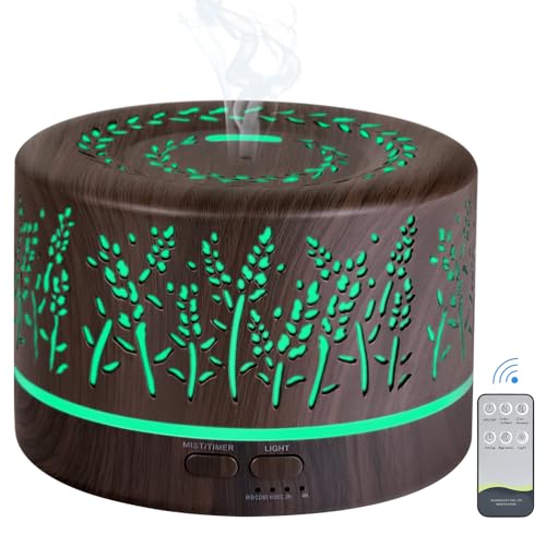 YONGYAO 500ml Aroma Diffuser für Duftöle, Ultraschall Aromatherapie Diffusor für Ätherische Öle, Luftbefeuchter mit Fernbedienung, 7 bunt Licht, BPA Free Öle Diffusor für Schlafzimmer Büro Spa Yoga von YONGYAO