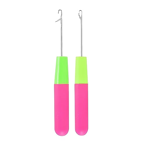 Knüpf-Häkelnadel, 2 Stück Knüpfhaken-Werkzeug, große Häkelnadel 5,0 mm, kleine Häkelnadel 3,8 mm (grün + pink) von YONGYI
