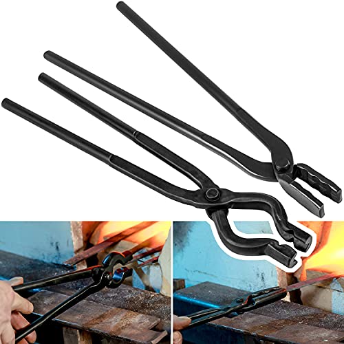 E-cowlboy Schmiedezangen-Set, Messer-Herstellungszange, Wolfskiefer, V-Bit, Anfänger, 2 Zangen, Stahl, 41-43,5 cm, Schwarz von YONLICH