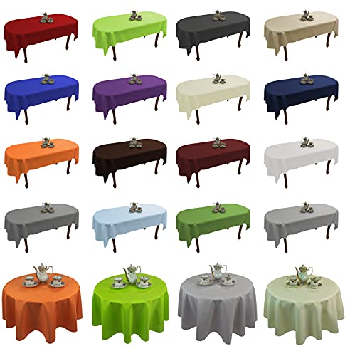 Tischdecke abwaschbar Tischläufer Gartentischdecke Leinen Optik Rechteckig Rund (Violett, 130 x 160 cm) von YONNKITEXX HOME