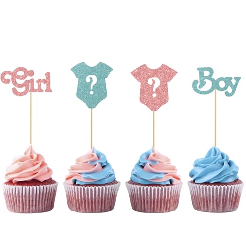 Cupcake-Topper, 12 Stück, Geschlecht offenbart, 4 Tpey Cupcake-Topper, Geschlecht offenbaren von YOOBABOO