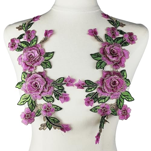 YOOGCORETT 1 Paar Rose Blume bestickte Applikation Blumen Spitze Patch Trims für DIY Taschen Kleidung Nähzubehör, Rosa, 31,8 x 15,2 cm YOOGCORETT 1 Paar Rose Blume bestickte Applikation Blumen Spitze Patch Trims für DIY Taschen Kleidung Nähzubehör, Rosa, 31,8 x 15,2 cm von YOOGCORETT