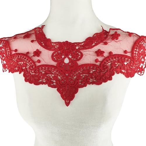 YOOGCORETT 1 x rote Spitzenapplikationen, Blumenstickerei, Flicken zum Basteln, Nähen, Brautkleid, Dekorationen, Applikationen, 43,2 x 22,9 cm YOOGCORETT 1 x rote Spitzenapplikationen, Blumenstickerei, Flicken zum Basteln, Nähen, Brautkleid, Dekorationen, Applikationen, 43,2 x 22,9 cm von YOOGCORETT