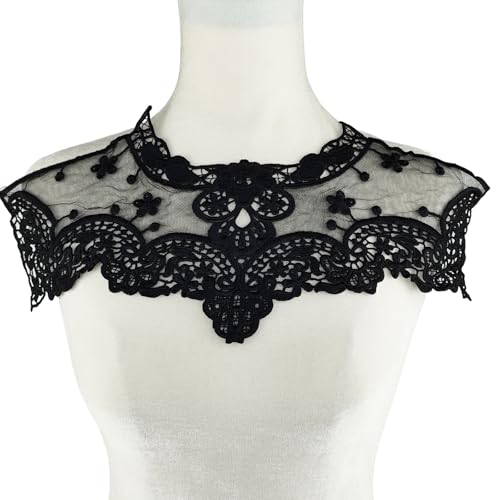 YOOGCORETT 1 x schwarze Spitzenapplikationen, Blumenstickerei, Flicken zum Basteln, Nähen, Brautkleid, Dekorationen, Applikationen, 43,2 x 22,9 cm YOOGCORETT 1 x schwarze Spitzenapplikationen, Blumenstickerei, Flicken zum Basteln, Nähen, Brautkleid, Dekorationen, Applikationen, 43,2 x 22,9 cm von YOOGCORETT