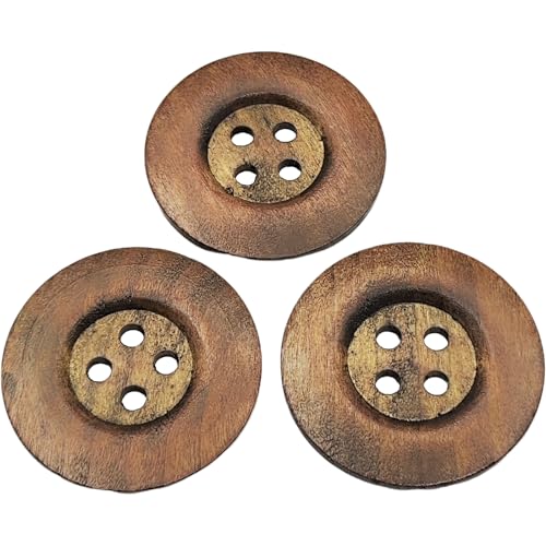 YOOGCORETT 15 braune große Holzknöpfe mit 4 Löchern, Vintage-Stil, runde Knöpfe, DIY, Basteln, Kleidung, Nähzubehör, 50 mm YOOGCORETT 15 braune große Holzknöpfe mit 4 Löchern, Vintage-Stil, runde Knöpfe, DIY, Basteln, Kleidung, Nähzubehör, 50 mm von YOOGCORETT