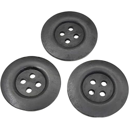 YOOGCORETT 15 schwarze große Holzknöpfe mit 4 Löchern, Vintage-Stil, runde Knöpfe, DIY, Basteln, Kleidung, Nähzubehör, 50 mm YOOGCORETT 15 schwarze große Holzknöpfe mit 4 Löchern, Vintage-Stil, runde Knöpfe, DIY, Basteln, Kleidung, Nähzubehör, 50 mm von YOOGCORETT