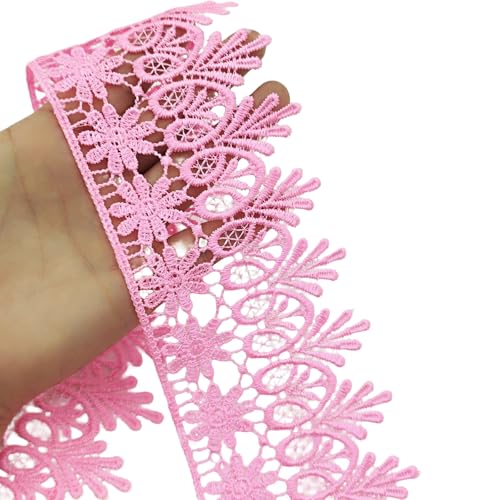 YOOGCORETT 3 Meter rosa Spitzenband-Borten im Vintage-Stil, bestickter Rand, Applikation, Blumenborte zum Nähen, Basteln, Hochzeit, Party-Dekoration, 8,4 cm YOOGCORETT 3 Meter rosa Spitzenband-Borten im Vintage-Stil, bestickter Rand, Applikation, Blumenborte zum Nähen, Basteln, Hochzeit, Party-Dekoration, 8,4 cm von YOOGCORETT