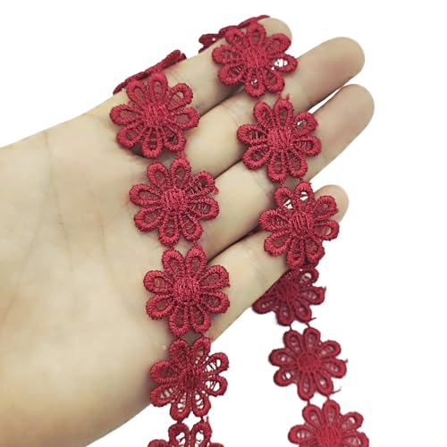 YOOGCORETT 4,5 m Gänseblümchen-Spitzenband, bestickte Applikation, Blumenborte für Heimwerker, Nähen, Kleidung, Handwerk, Hochzeitskleid, Dekoration, Rot, 2,5 cm YOOGCORETT 4,5 m Gänseblümchen-Spitzenband, bestickte Applikation, Blumenborte für Heimwerker, Nähen, Kleidung, Handwerk, Hochzeitskleid, Dekoration, Rot, 2,5 cm von YOOGCORETT