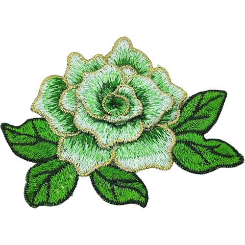 YOOGCORETT 5 Stück Rosen-Aufnäher, bestickt, zum Aufnähen, Blumenborten aus Spitze für Bastelarbeiten, Kleidung, Nähen, Taschen, Grün, 10,9 x 7,6 cm YOOGCORETT 5 Stück Rosen-Aufnäher, bestickt, zum Aufnähen, Blumenborten aus Spitze für Bastelarbeiten, Kleidung, Nähen, Taschen, Grün, 10,9 x 7,6 cm von YOOGCORETT